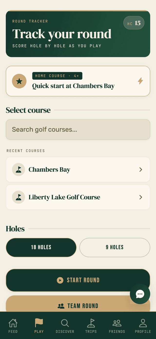 LinkUp Golf scorecard